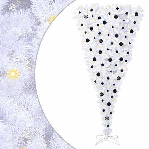 Tekojoulukuusi 300 LED-valoilla Valkoinen 210 cm PVC ja Teräs