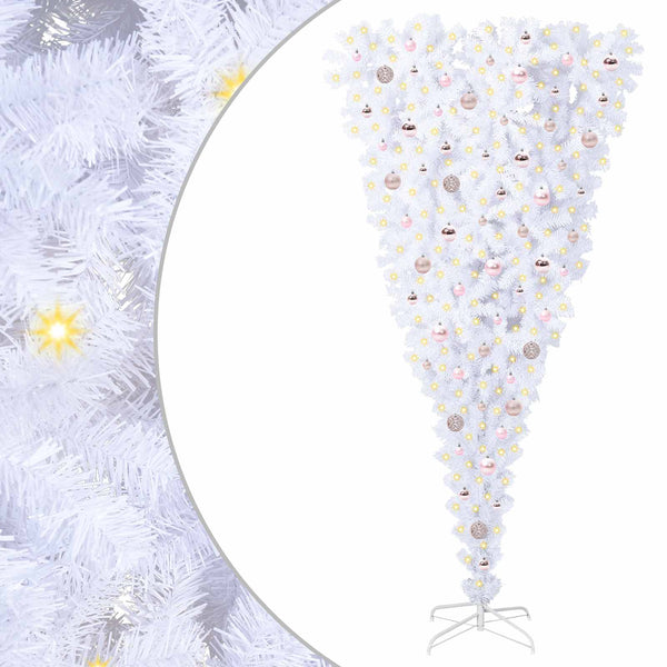 Tekojoulukuusi 300 LED-valoilla Valkoinen 210 cm PVC ja Teräs
