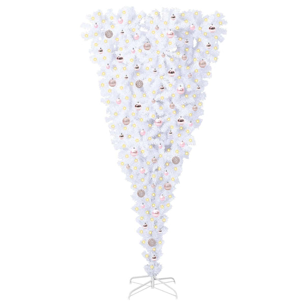 Tekojoulukuusi 300 LED-valoilla Valkoinen 210 cm PVC ja Teräs