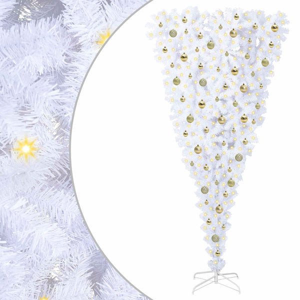 Tekojoulukuusi 300 LED-valoilla Valkoinen 210 cm PVC ja Teräs