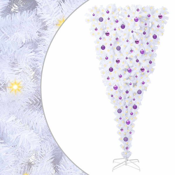 Tekojoulukuusi 300 LED-valoilla Valkoinen 210 cm PVC ja Teräs