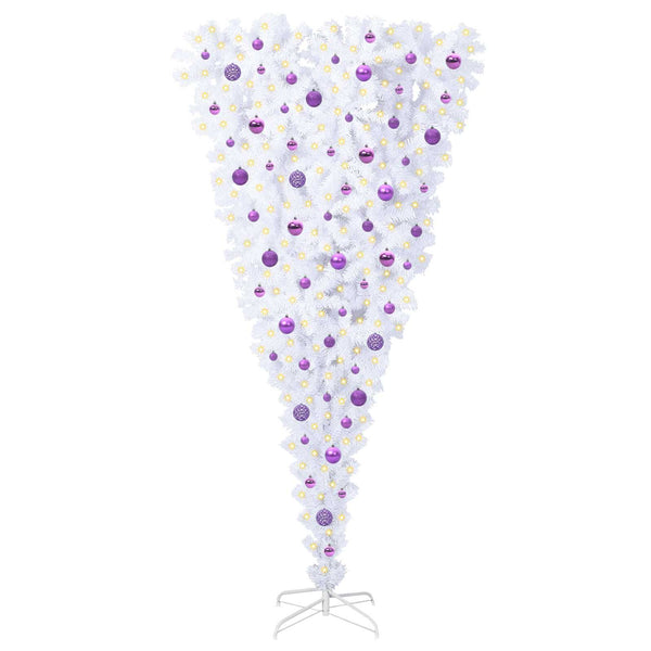Tekojoulukuusi 300 LED-valoilla Valkoinen 210 cm PVC ja Teräs
