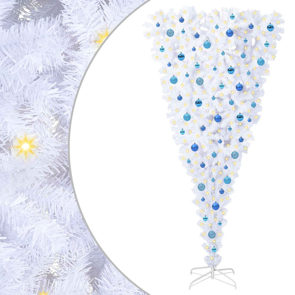 Tekojoulukuusi 300 LED-valoilla Valkoinen 210 cm PVC ja Teräs