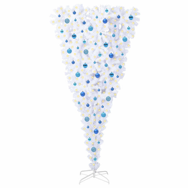 Tekojoulukuusi 300 LED-valoilla Valkoinen 210 cm PVC ja Teräs