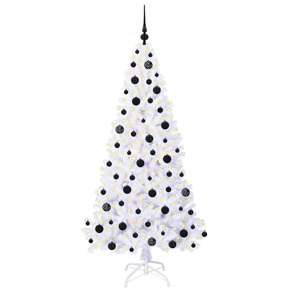 Tekojoulukuusi 300 LED-valoilla Valkoinen 180 cm PVC ja teräs