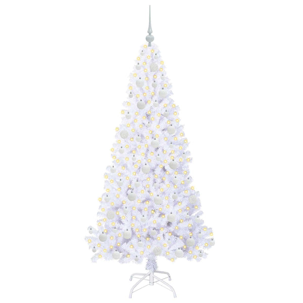Tekojoulukuusi 300 LED-valoilla Valkoinen 180 cm PVC ja teräs