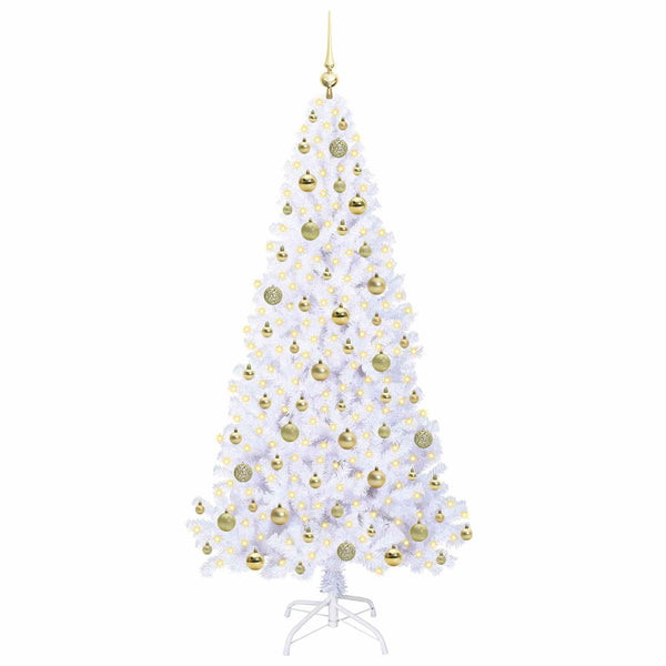 Tekojoulukuusi 300 LED-valoilla Valkoinen 180 cm PVC ja teräs