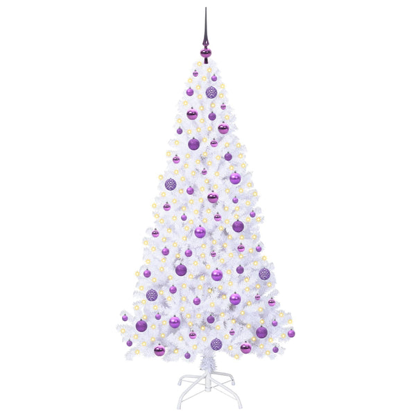 Tekojoulukuusi 300 LED-valoilla Valkoinen 180 cm PVC ja teräs
