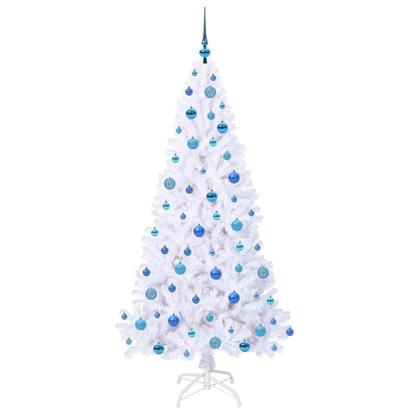 Tekojoulukuusi 300 LED-valoilla Valkoinen 180 cm PVC ja teräs