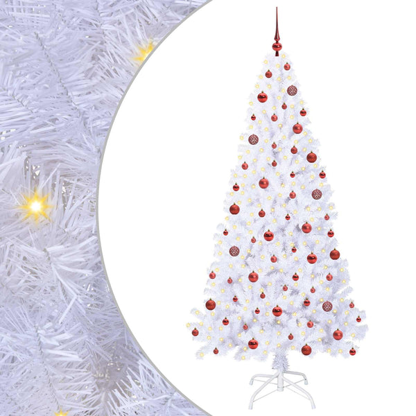 Tekojoulukuusi 300 LED-valoilla Valkoinen 210 cm PVC ja teräs