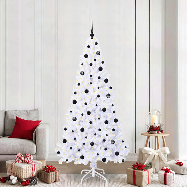 Tekojoulukuusi 300 LED-valoilla Valkoinen 210 cm PVC ja teräs