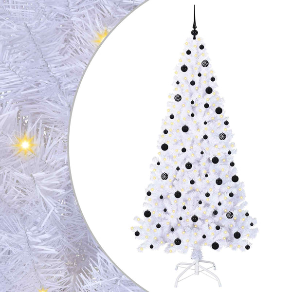 Tekojoulukuusi 300 LED-valoilla Valkoinen 210 cm PVC ja teräs