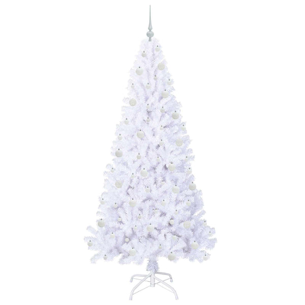 Tekojoulukuusi 300 LED-valoilla Valkoinen 210 cm PVC ja teräs