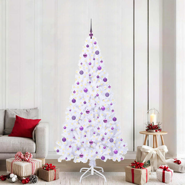 Tekojoulukuusi 300 LED-valoilla Valkoinen 210 cm PVC ja teräs