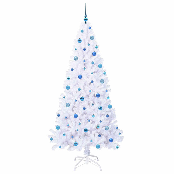 Tekojoulukuusi 300 LED-valoilla Valkoinen 210 cm PVC ja teräs