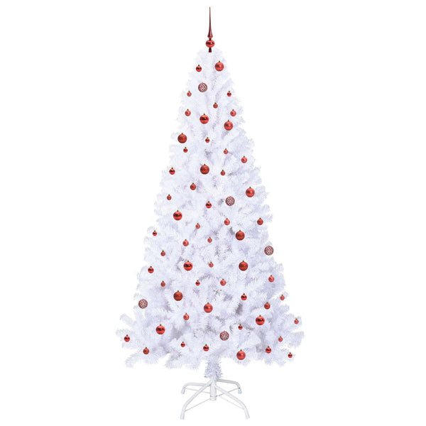 Tekojoulukuusi 300 LED-valoilla Valkoinen 240 cm PVC ja teräs
