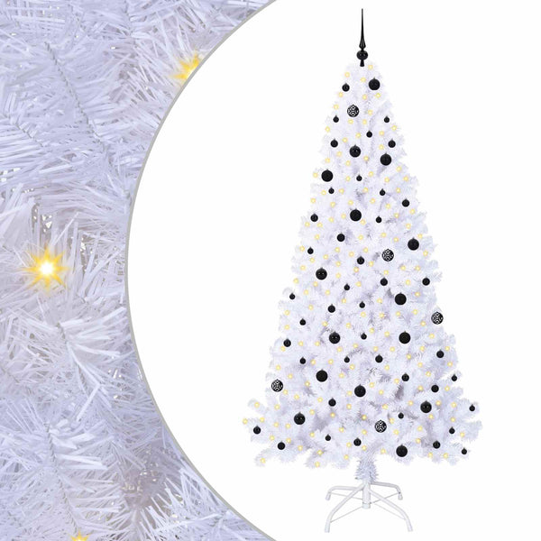 Tekojoulukuusi 300 LED-valoilla Valkoinen 240 cm PVC ja teräs