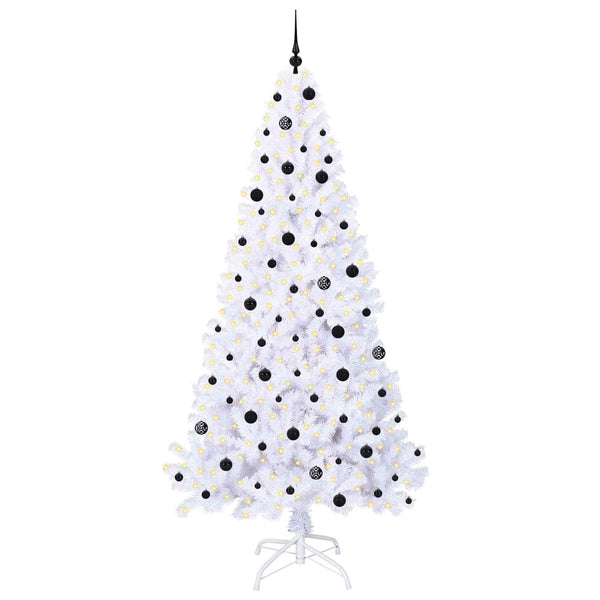 Tekojoulukuusi 300 LED-valoilla Valkoinen 240 cm PVC ja teräs