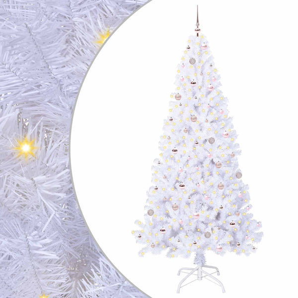 Tekojoulukuusi 300 LED-valoilla Valkoinen 240 cm PVC ja teräs