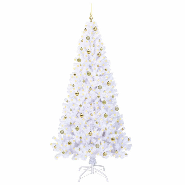 Tekojoulukuusi 300 LED-valoilla Valkoinen 240 cm PVC ja teräs