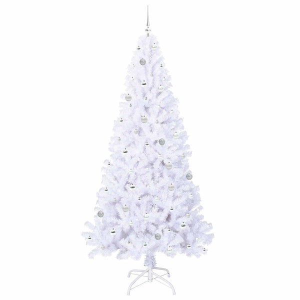 Tekojoulukuusi 300 LED-valoilla Valkoinen 240 cm PVC ja teräs