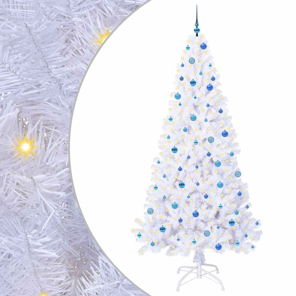 Tekojoulukuusi 300 LED-valoilla Valkoinen 240 cm PVC ja teräs