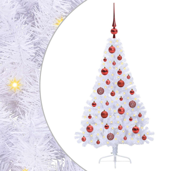 Tekojoulukuusi 150 LED-valoilla Valkoinen 120 cm PVC ja teräs