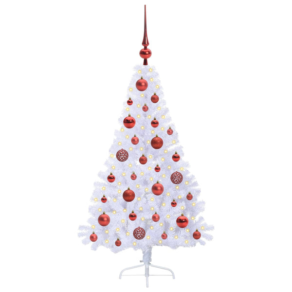Tekojoulukuusi 150 LED-valoilla Valkoinen 120 cm PVC ja teräs