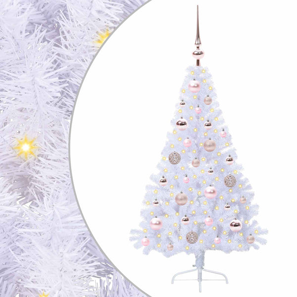 Tekojoulukuusi 150 LED-valoilla Valkoinen 120 cm PVC ja teräs