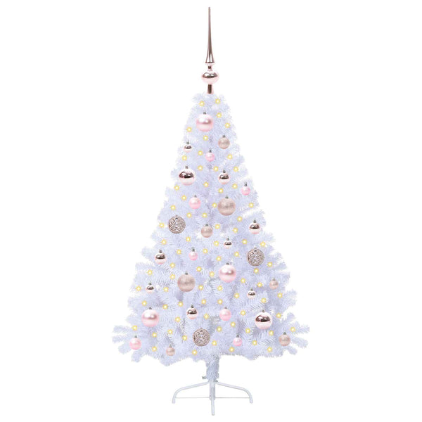 Tekojoulukuusi 150 LED-valoilla Valkoinen 120 cm PVC ja teräs