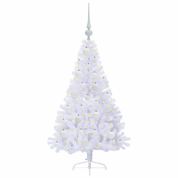 Tekojoulukuusi 150 LED-valoilla Valkoinen 120 cm PVC ja teräs
