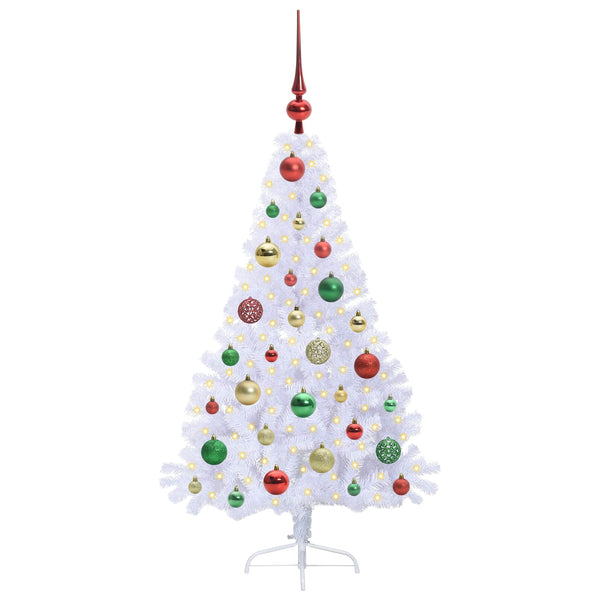 Tekojoulukuusi 150 LED-valoilla Valkoinen 120 cm PVC ja teräs