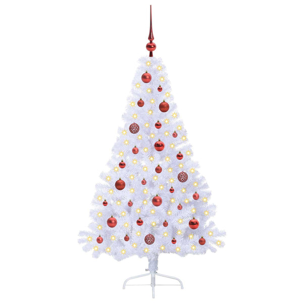Tekojoulukuusi 150 LED-valoilla Valkoinen 150 cm PVC ja teräs