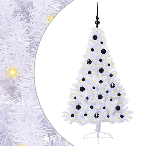 Tekojoulukuusi 150 LED-valoilla Valkoinen 150 cm PVC ja teräs