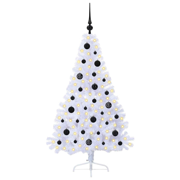 Tekojoulukuusi 150 LED-valoilla Valkoinen 150 cm PVC ja teräs