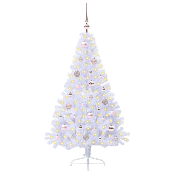 Tekojoulukuusi 150 LED-valoilla Valkoinen 150 cm PVC ja teräs