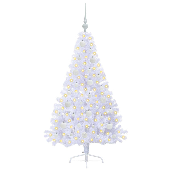 Tekojoulukuusi 150 LED-valoilla Valkoinen 150 cm PVC ja teräs