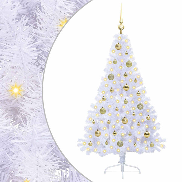 Tekojoulukuusi 150 LED-valoilla Valkoinen 150 cm PVC ja teräs