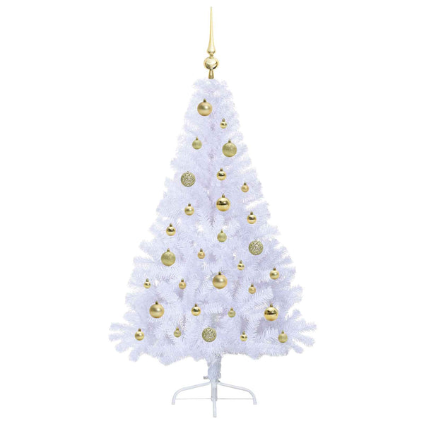 Tekojoulukuusi 150 LED-valoilla Valkoinen 150 cm PVC ja teräs