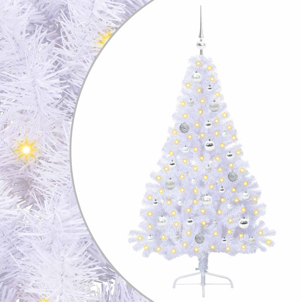 Tekojoulukuusi 150 LED-valoilla Valkoinen 150 cm PVC ja teräs