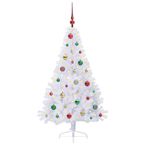 Tekojoulukuusi 150 LED-valoilla Valkoinen 150 cm PVC ja teräs