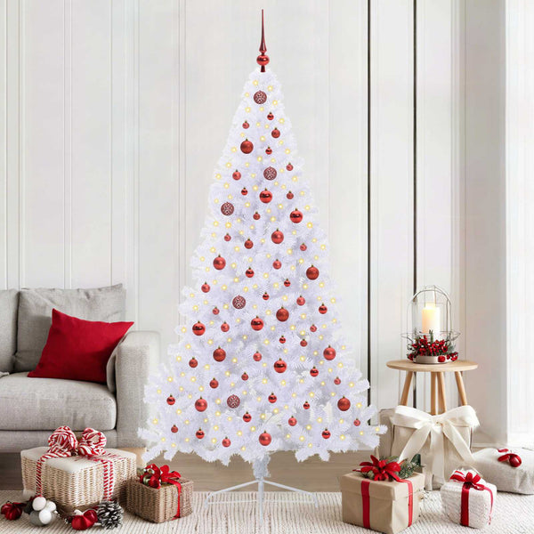Tekojoulukuusi 300 LED-valoilla Valkoinen 210 cm PVC ja teräs