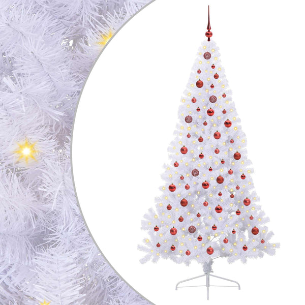 Tekojoulukuusi 300 LED-valoilla Valkoinen 210 cm PVC ja teräs