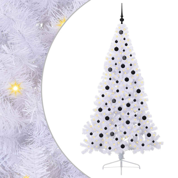 Tekojoulukuusi 300 LED-valoilla Valkoinen 210 cm PVC ja teräs