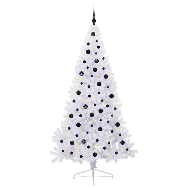 Tekojoulukuusi 300 LED-valoilla Valkoinen 210 cm PVC ja teräs