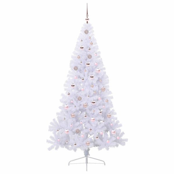 Tekojoulukuusi 300 LED-valoilla Valkoinen 210 cm PVC ja teräs