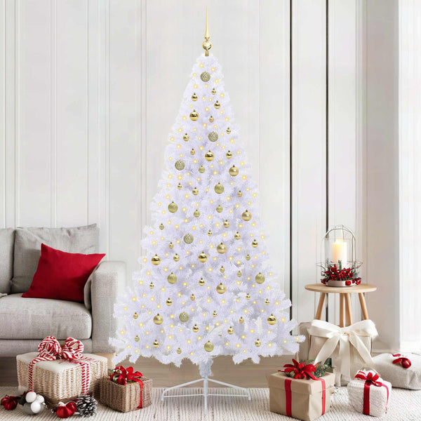 Tekojoulukuusi 300 LED-valoilla Valkoinen 210 cm PVC ja teräs