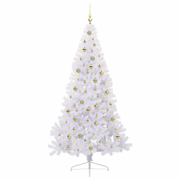 Tekojoulukuusi 300 LED-valoilla Valkoinen 210 cm PVC ja teräs