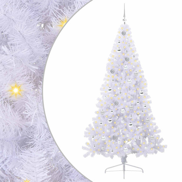 Tekojoulukuusi 300 LED-valoilla Valkoinen 210 cm PVC ja teräs