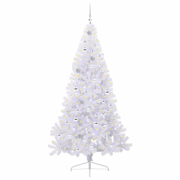 Tekojoulukuusi 300 LED-valoilla Valkoinen 210 cm PVC ja teräs
